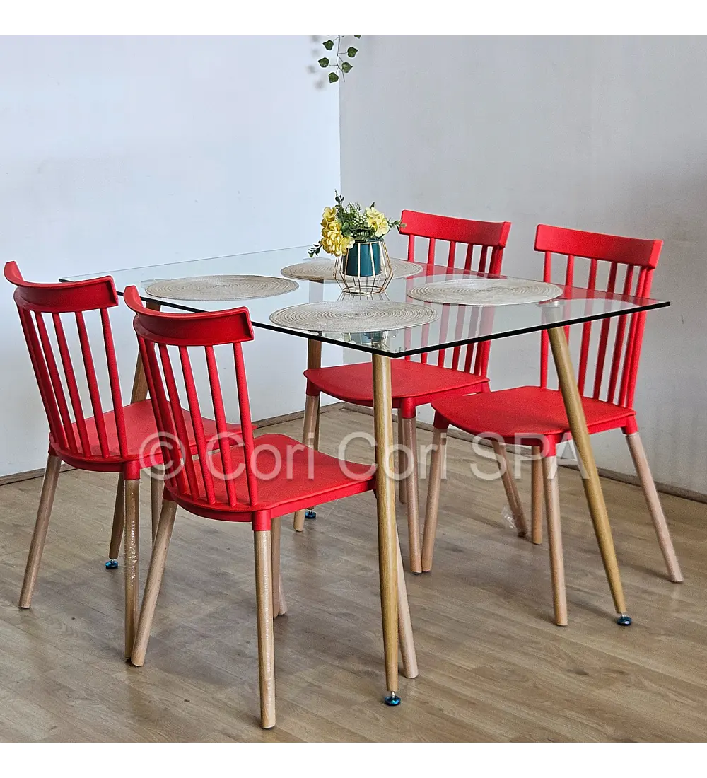 Comedor Rubi 130x80cms + 4 Sillas Windsor 