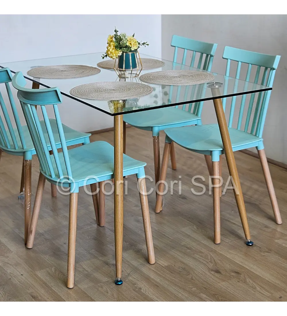 Comedor Rubi 130x80cms + 4 Sillas Windsor 