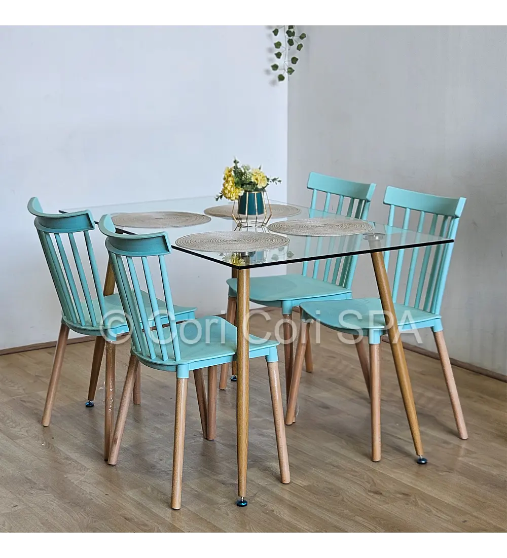 Comedor Rubi 130x80cms + 4 Sillas Windsor 
