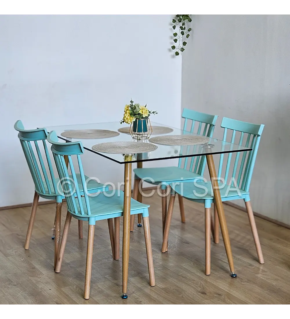 Comedor Rubi 130x80cms + 4 Sillas Windsor 