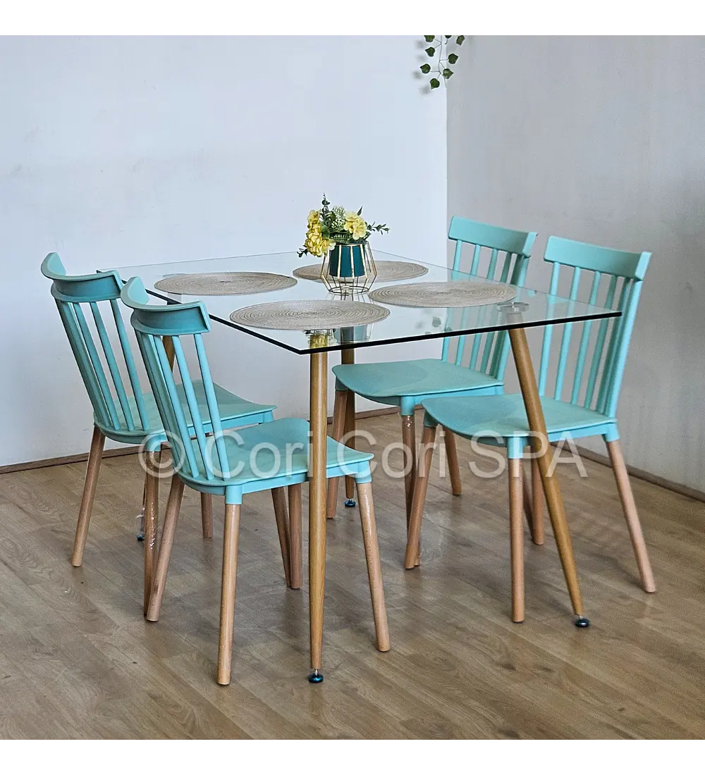 Comedor Rubi 130x80cms + 4 Sillas Windsor 