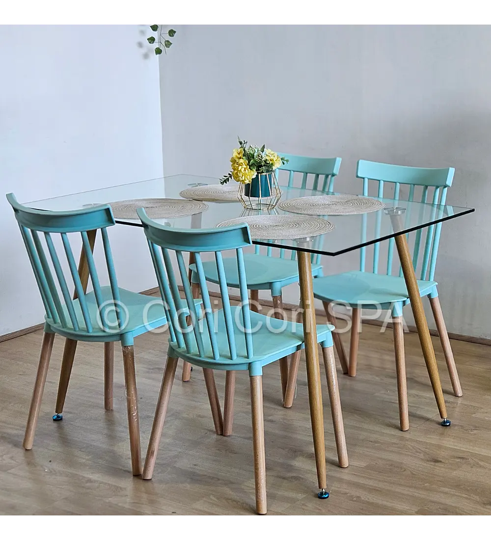 Comedor Rubi 130x80cms + 4 Sillas Windsor 