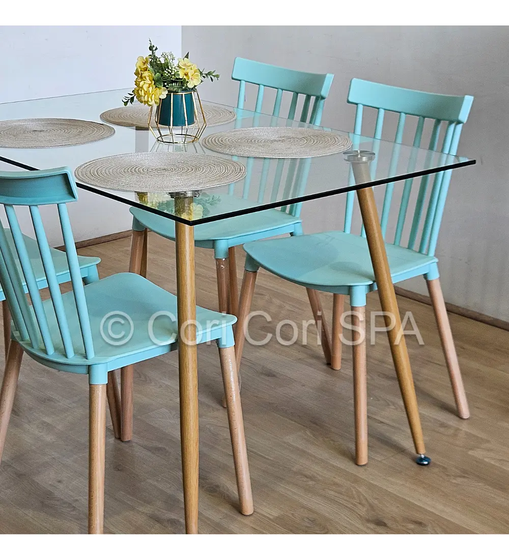 Comedor Rubi 130x80cms + 4 Sillas Windsor 