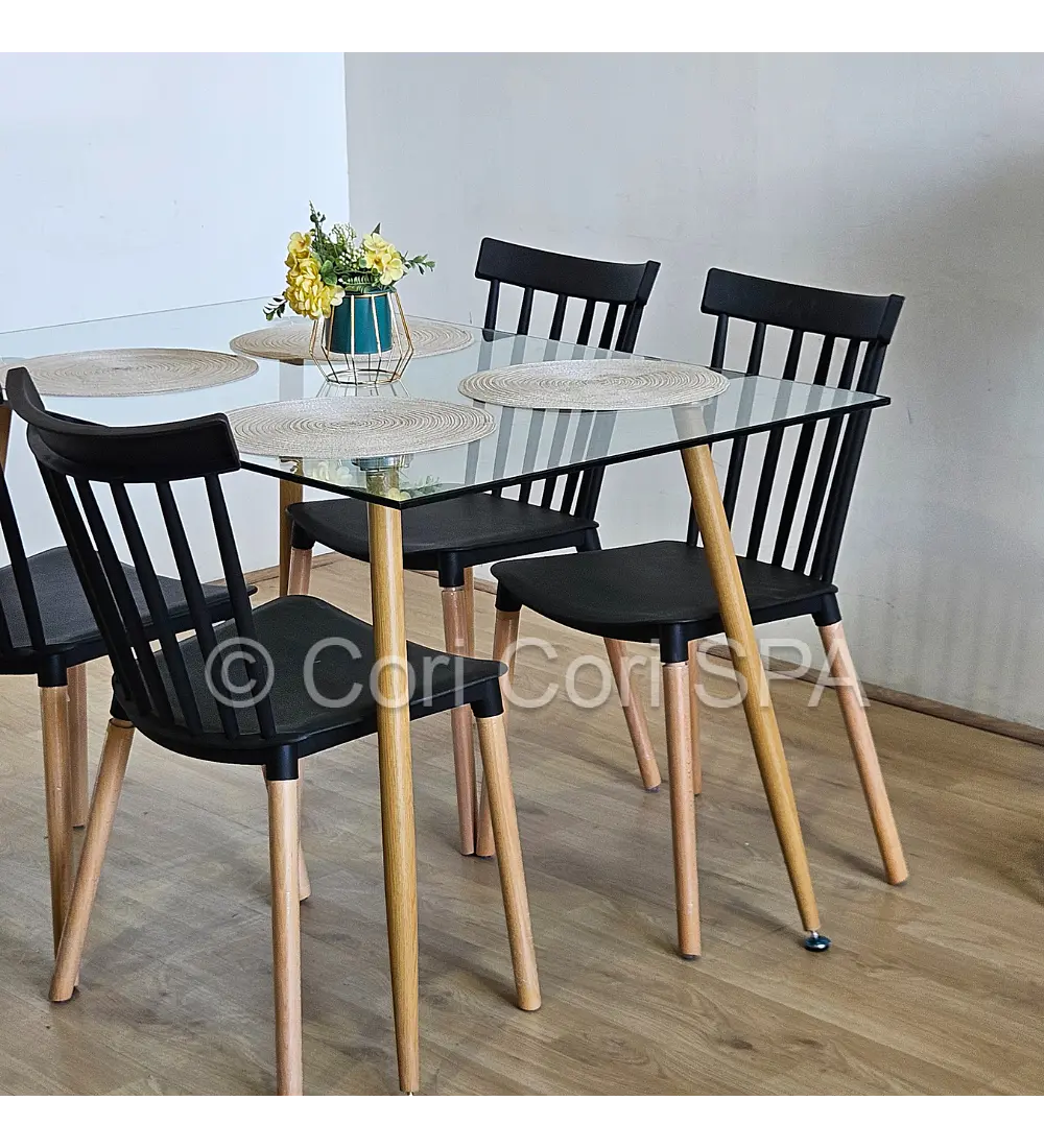 Comedor Rubi 130x80cms + 4 Sillas Windsor 