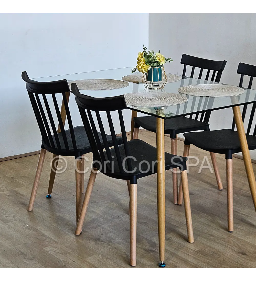 Comedor Rubi 130x80cms + 4 Sillas Windsor 