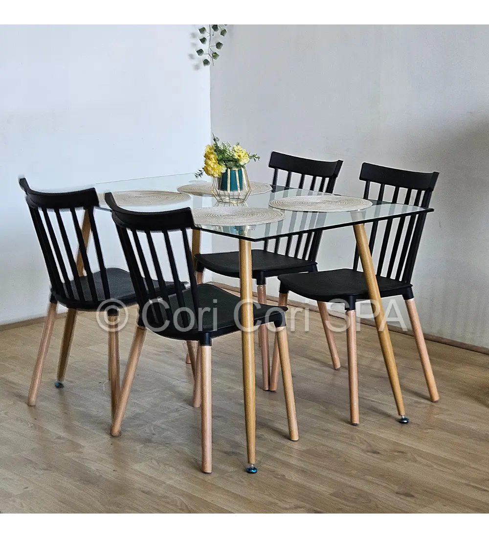 Comedor Rubi 130x80cms + 4 Sillas Windsor 