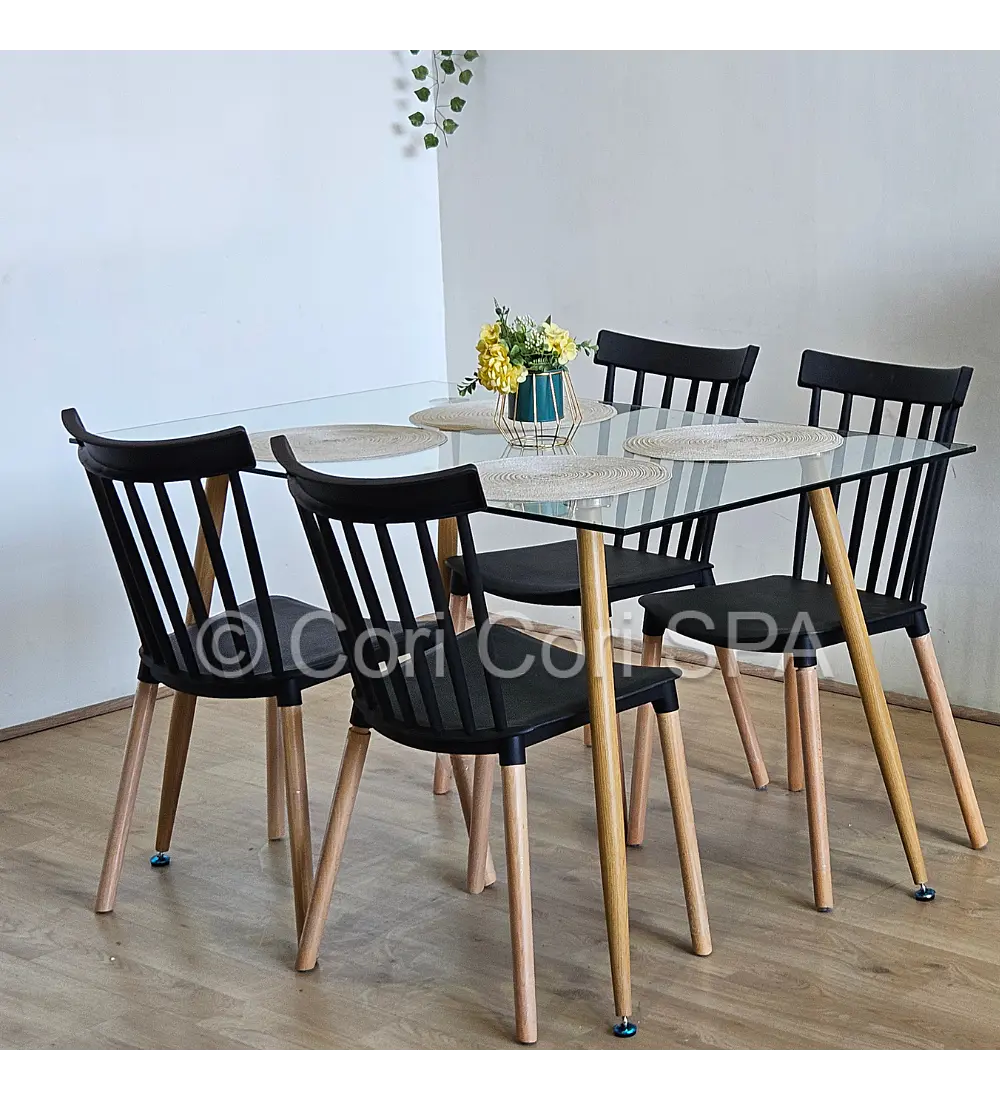 Comedor Rubi 130x80cms + 4 Sillas Windsor 
