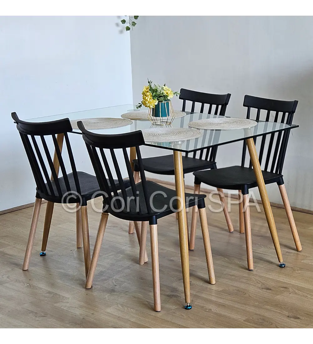 Comedor Rubi 130x80cms + 4 Sillas Windsor 