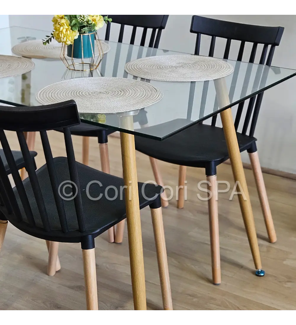 Comedor Rubi 130x80cms + 4 Sillas Windsor 