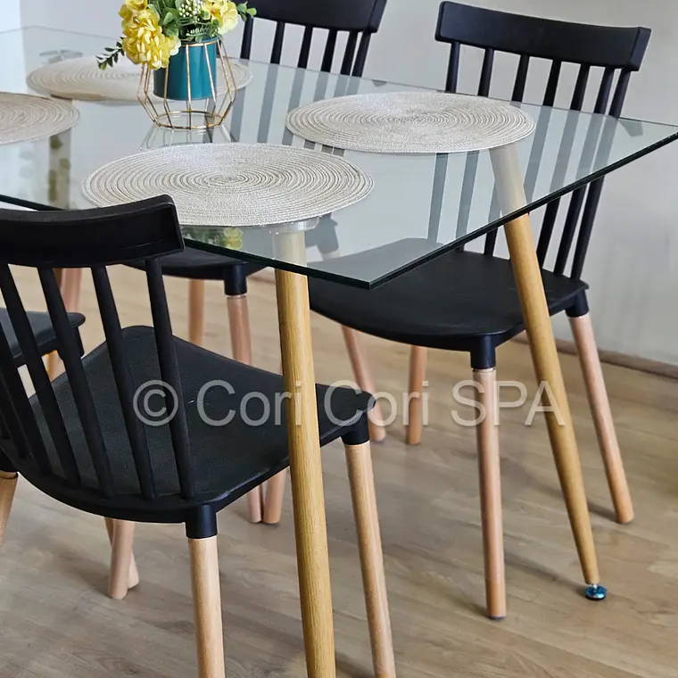 Comedor Rubi 130x80cms + 4 Sillas Windsor  30