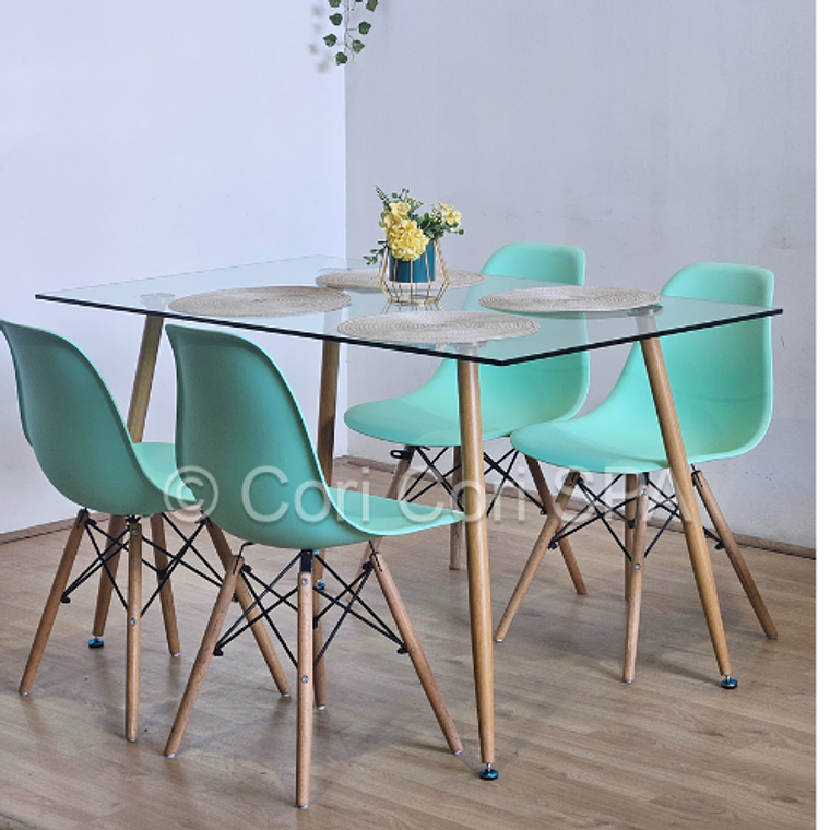 Comedor Rubi 120x80cms + 4 Sillas Eames  1