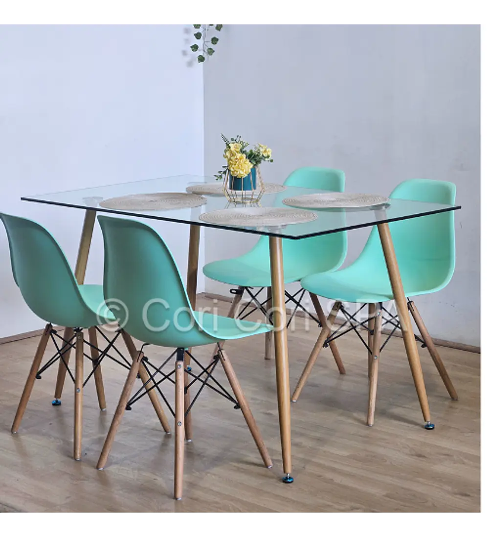 Comedor Rubi 130x80cm + 4 Sillas Eames 
