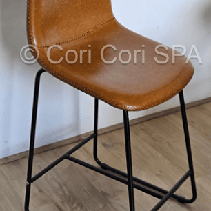 Taburete de bar Burgos de cuero y metal (Tipo industrial)