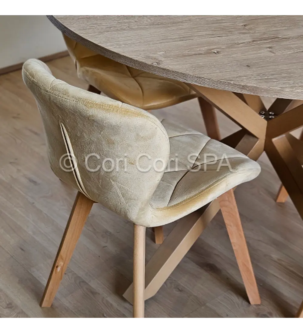 Comedor Warwick Melamina Wood 120cm + 4 Sillas Mariposa Velvet