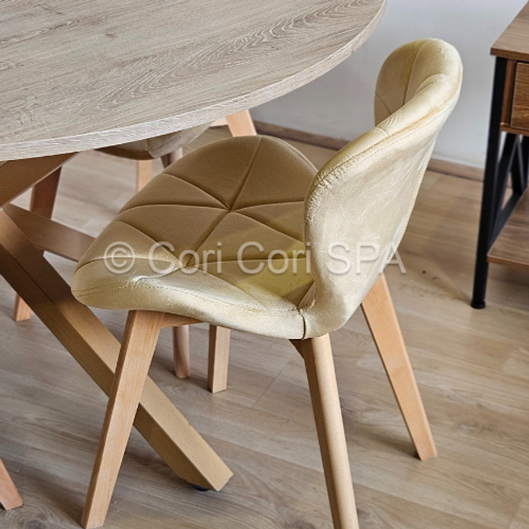 Comedor Warwick Melamina Wood 120cm + 4 Sillas Mariposa Velvet 4