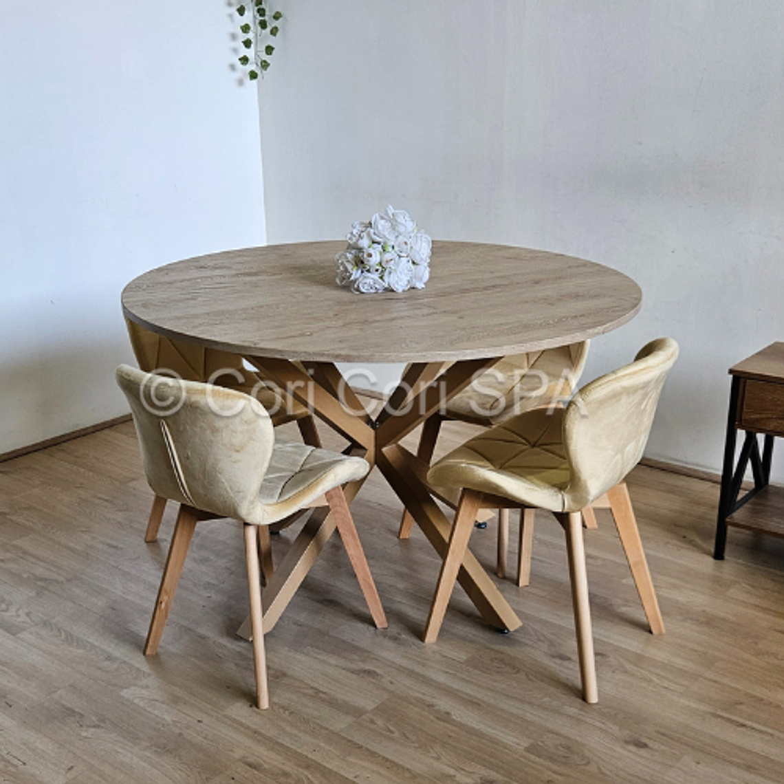 Comedor Warwick Melamina Wood 100cm + 4 Sillas Mariposa Velvet 3
