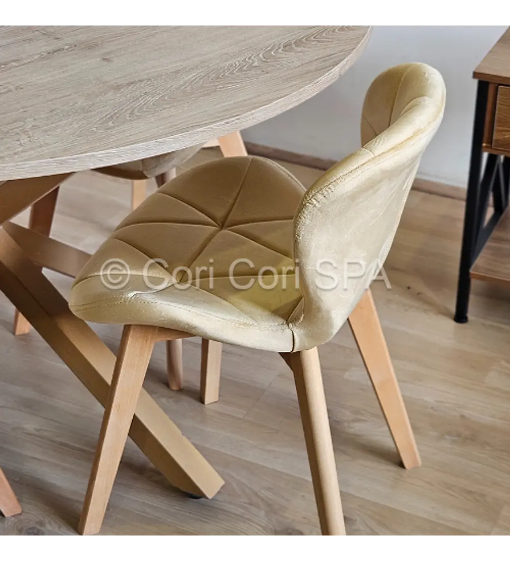 Comedor Warwick Melamina Wood 100cm + 4 Sillas Mariposa Velvet