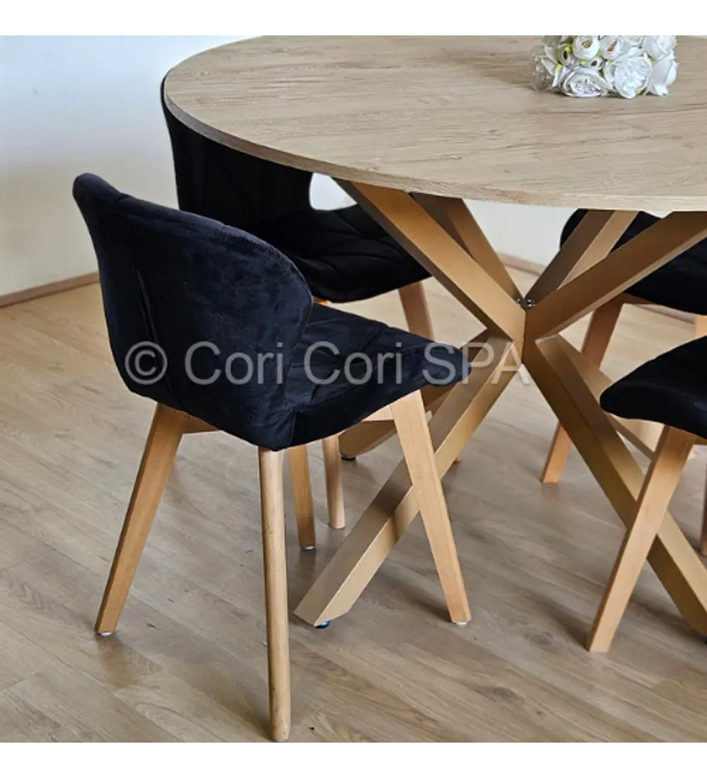 Comedor Warwick Melamina Wood 100cm + 4 Sillas Mariposa Velvet