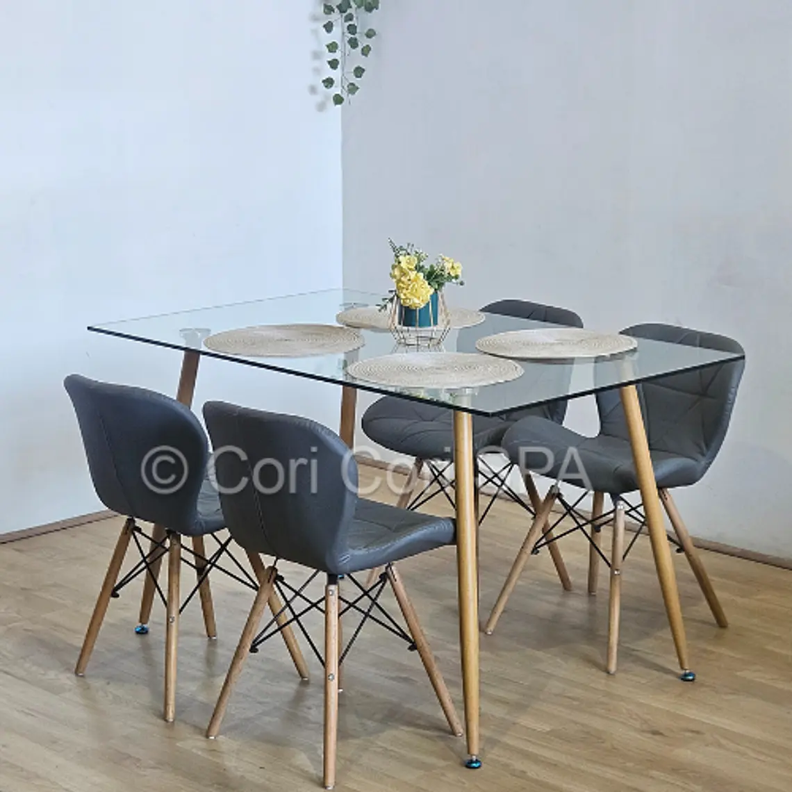 Comedor Rubi  130x80cms + 4 Sillas Eames Mariposa Ecocuero 8