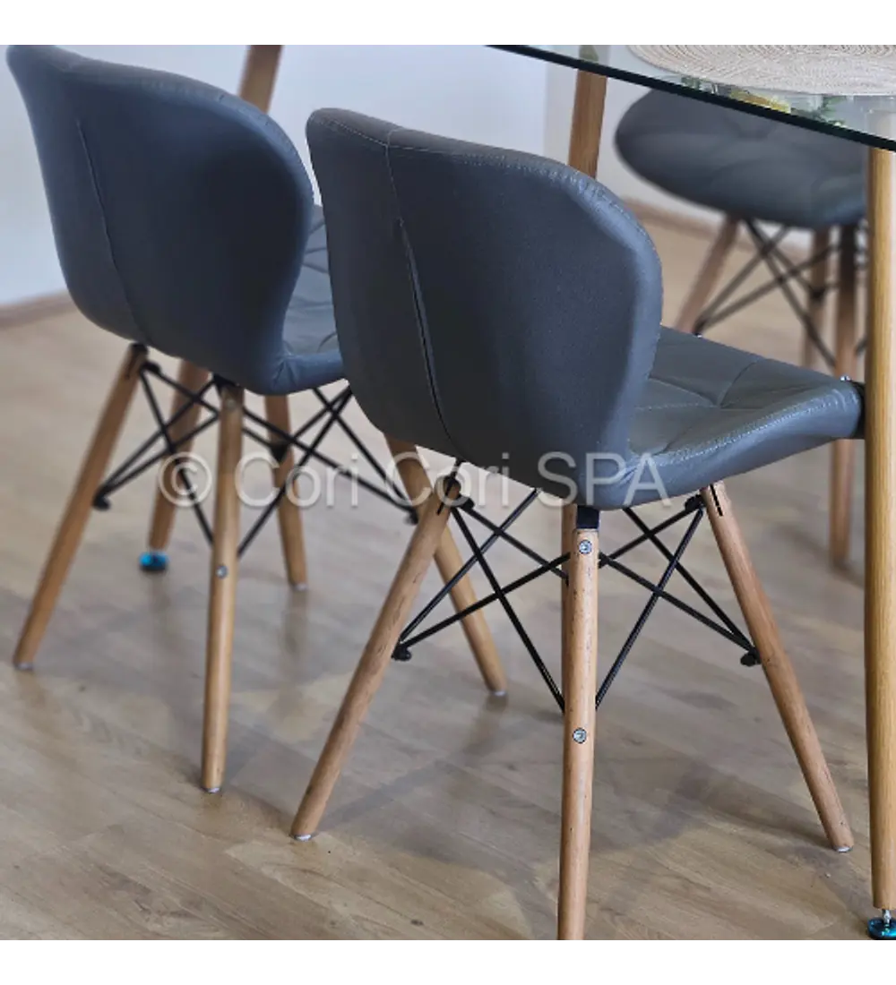 Comedor Rubi 120x80cms + 4 Silla Eames Mariposa Ecocuero