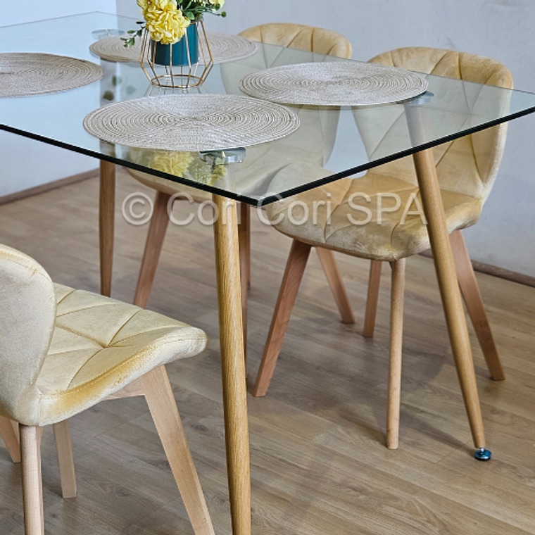 Comedor Rubi  130x80cm + 4 Sillas Mariposa Velvet 6