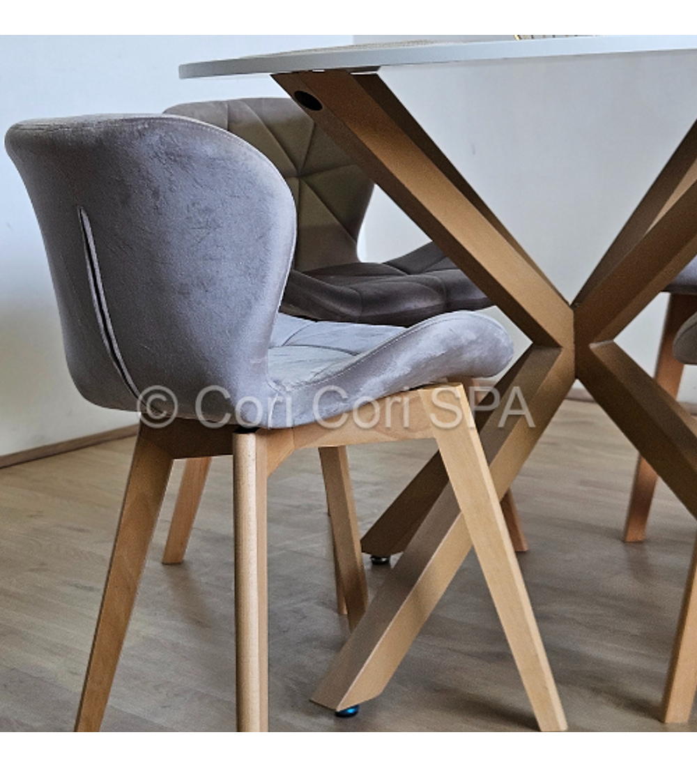 Comedor Warwick Melamina Blanca 120cm + 4 Sillas Mariposa Velvet