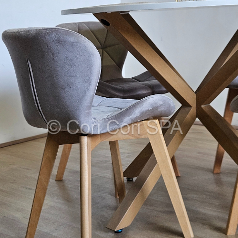 Comedor Warwick Melamina Blanca 120cm + 4 Sillas Mariposa Velvet 5