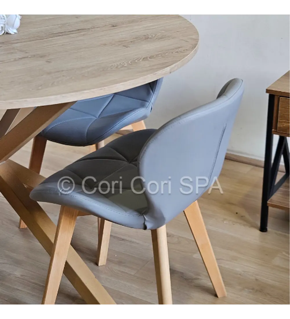 Comedor Warwick Melamina Wood 100cm + 4 Sillas Mariposa Ecocuero Wood