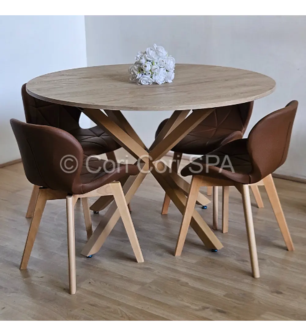 Comedor Warwick Melamina Wood 100cm + 4 Sillas Mariposa Ecocuero Wood