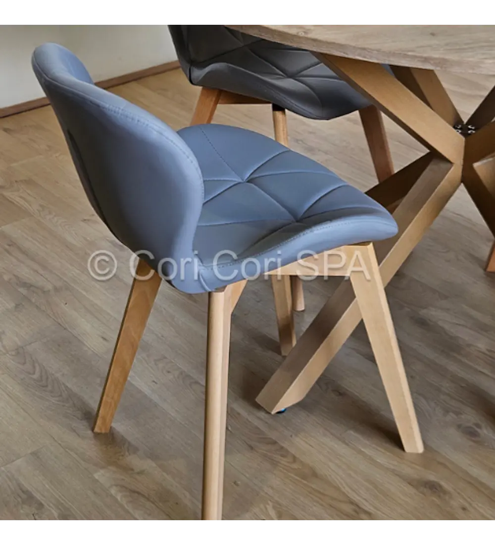 Comedor Warwick Melamina Blanca 100cm + 4 Sillas Mariposa Ecocuero Wood