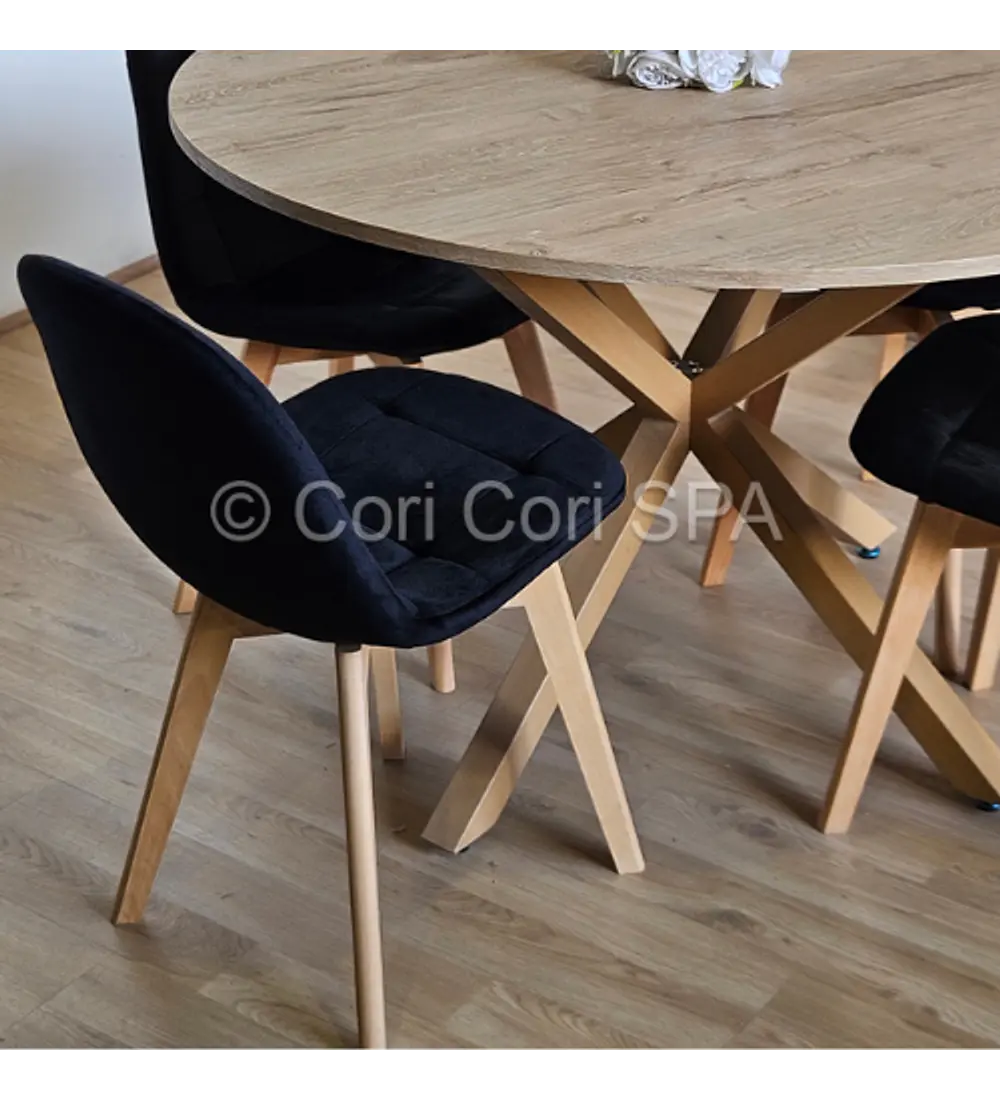 Comedor Warwick Melamina Wood 100cm + 4 Sillas Capitonne Velvet