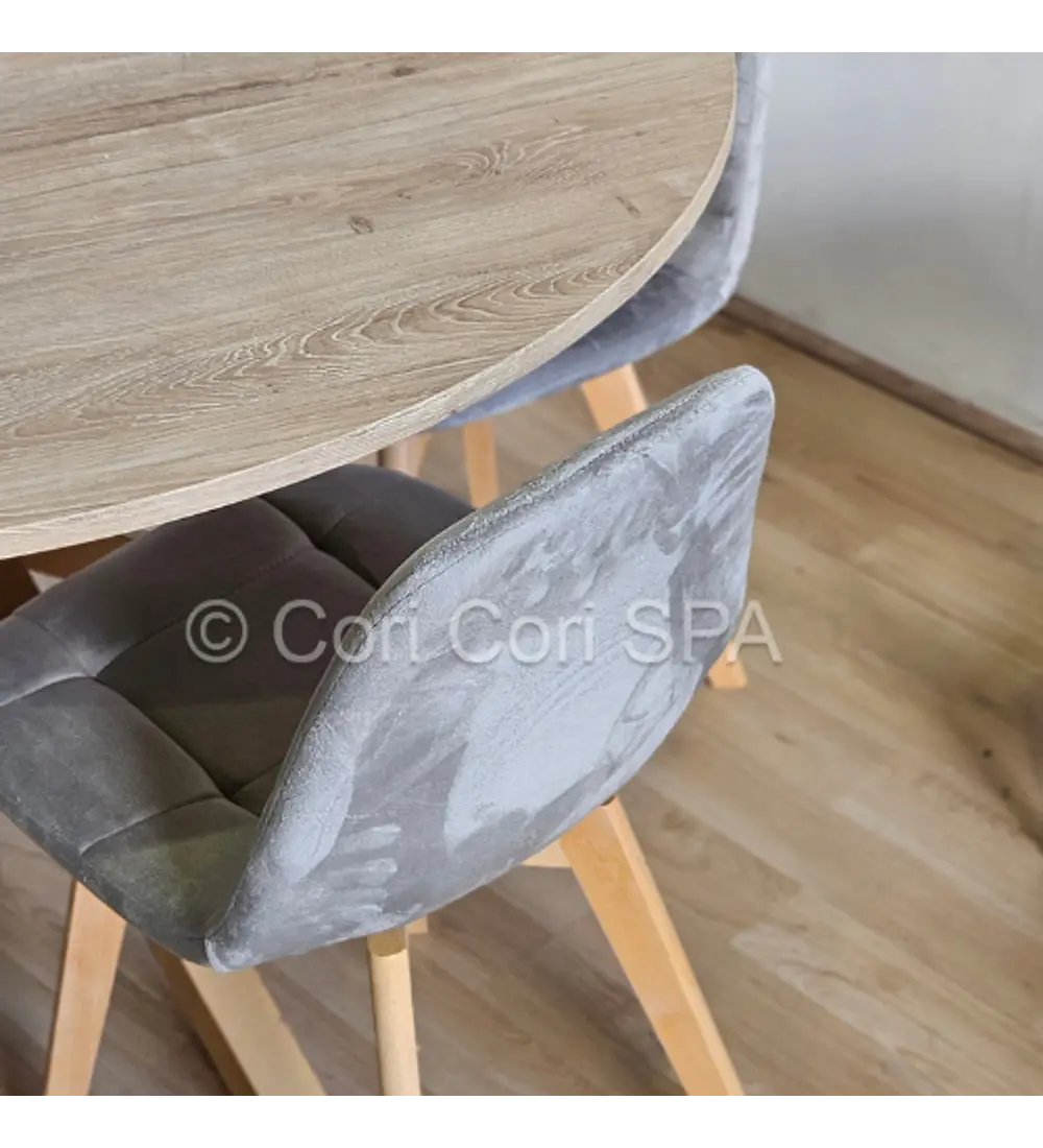 Comedor Warwick Melamina Wood 100cm + 4 Sillas Capitonne Velvet
