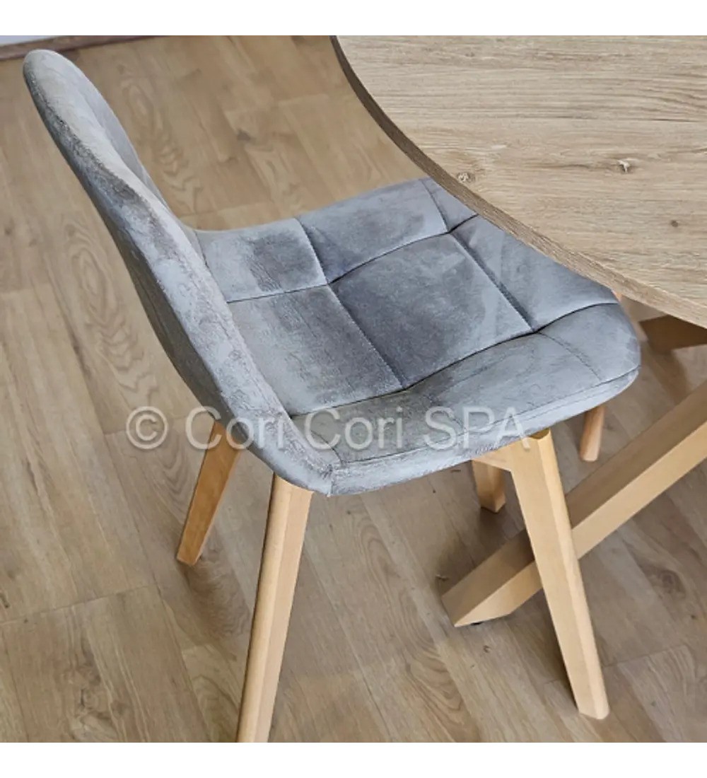 Comedor Warwick Melamina Wood 100cm + 4 Sillas Capitonne Velvet