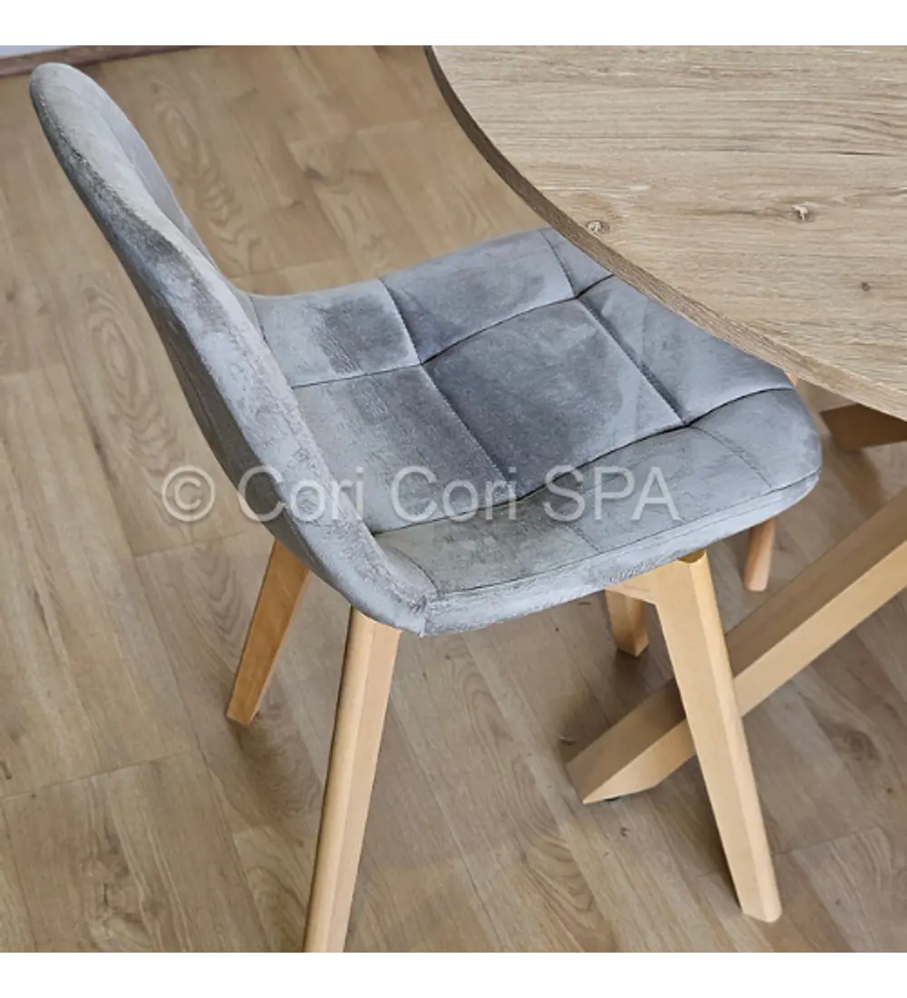 Comedor Warwick Melamina Wood 100cm + 4 Sillas Capitonne Velvet