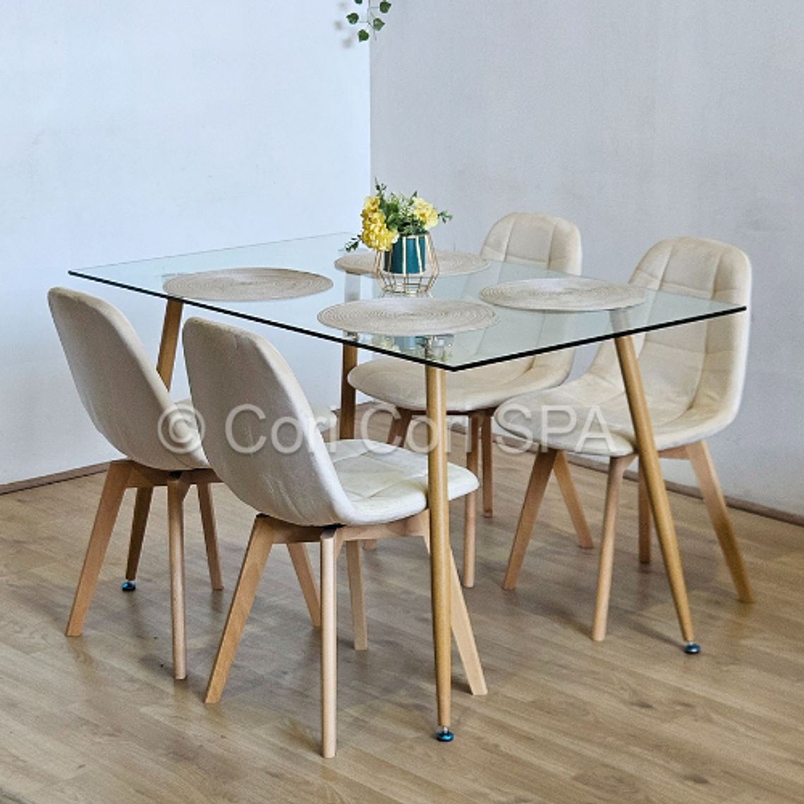 Comedor Rubi 120x80cms + 4 Sillas Capitonne Velvet  13