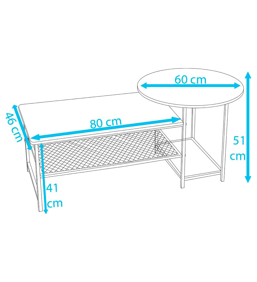 Set de Mesas de Centro Industrial en MDF - Diseño Dúo Modular
