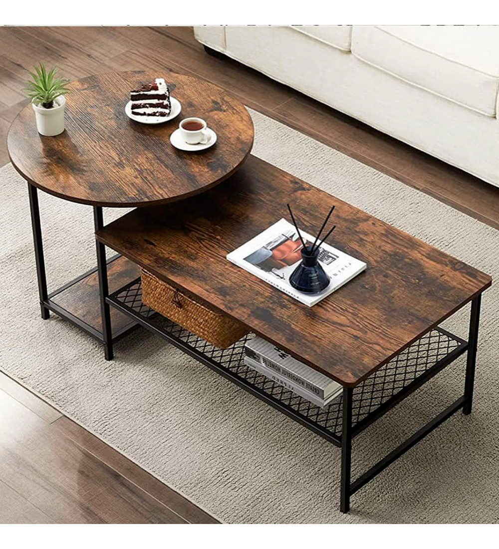 Set de Mesas de Centro Industrial en MDF - Diseño Dúo Modular