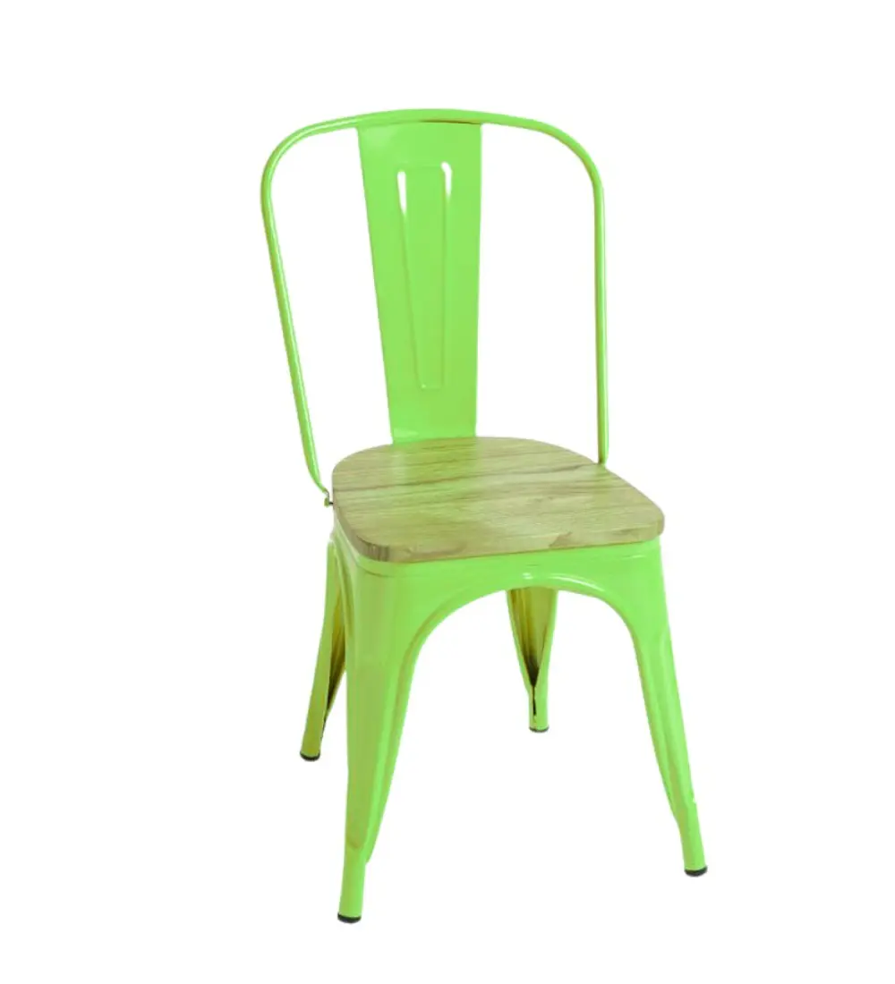 Silla Tolix Asiento de Madera Clara - Industrial