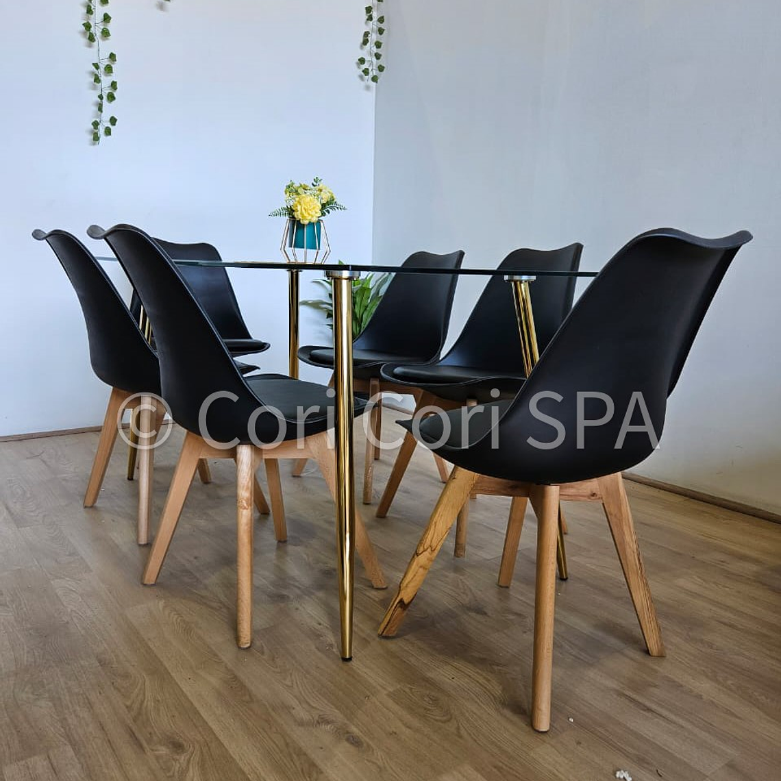 Comedor Rubi Gold 130x80cms + 6 Sillas Tulip 5