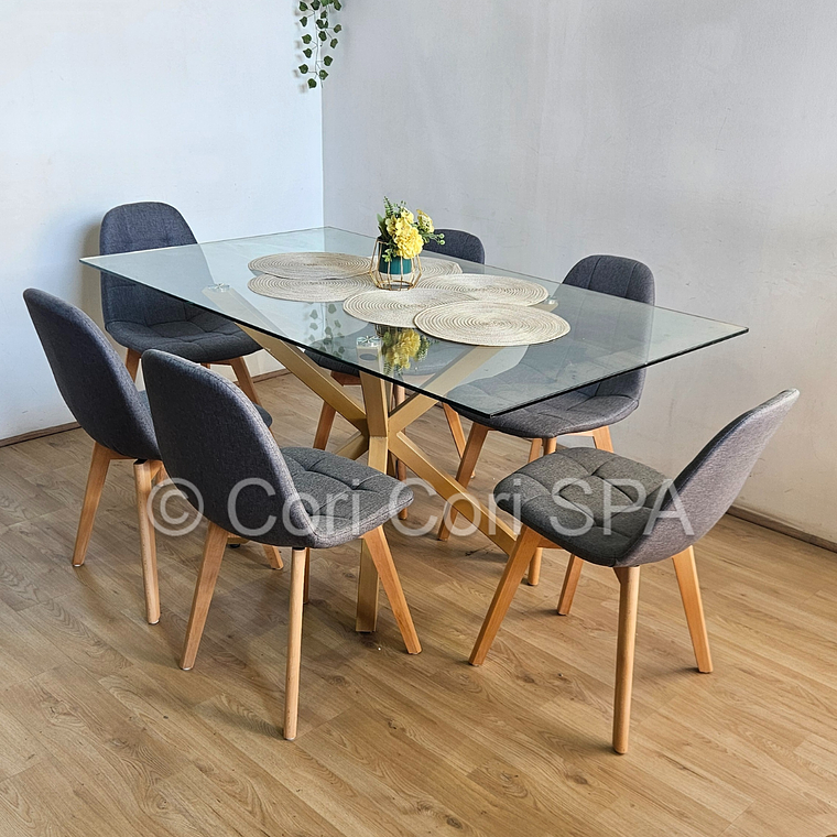 Comedor Madrid 140x80cms + 6 Sillas Capitonne Lino 5