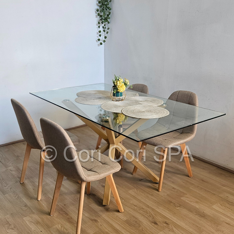 Comedor Madrid 140x80cms + 4 Sillas Capitonne Lino 1