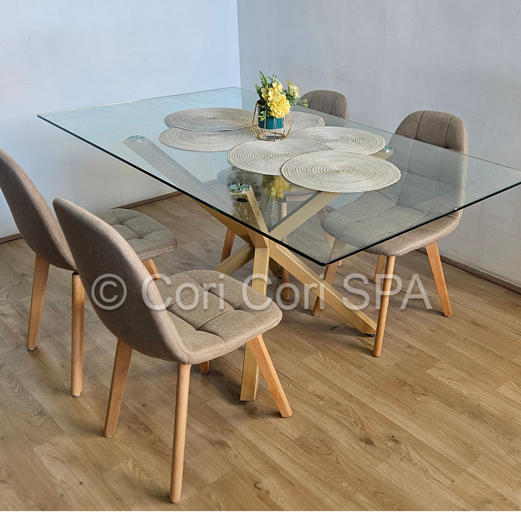 Comedor Madrid 140x80cms + 4 Sillas Capitonne Lino 3
