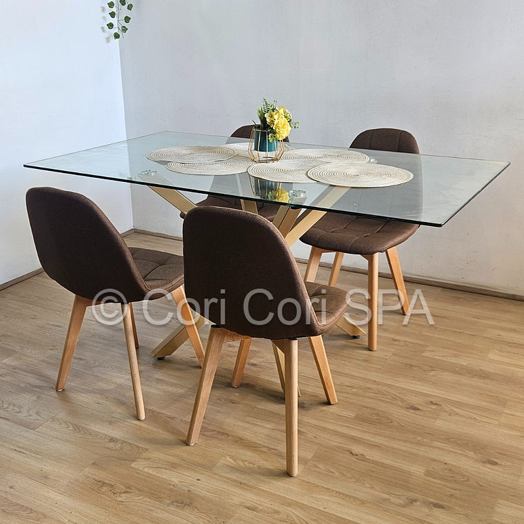 Comedor Madrid 140x80cms + 4 Sillas Capitonne Lino 8