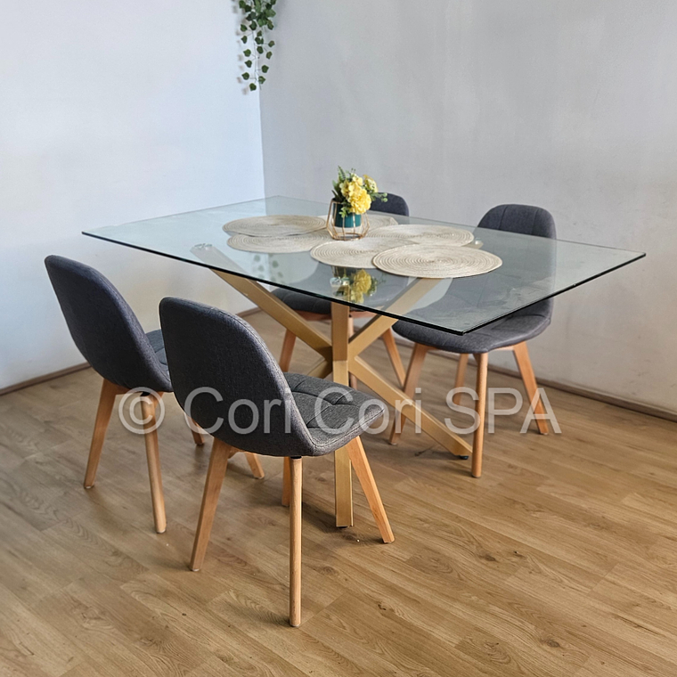 Comedor Madrid 140x80cms + 4 Sillas Capitonne Lino 9