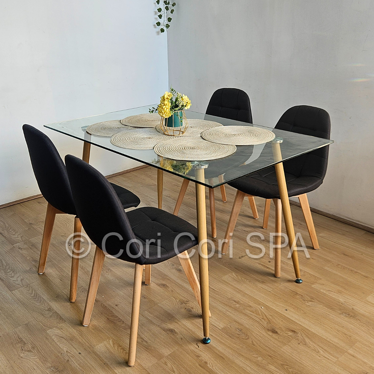 Comedor Rubi 120x80cms + 4 Sillas Capitonne Lino 4