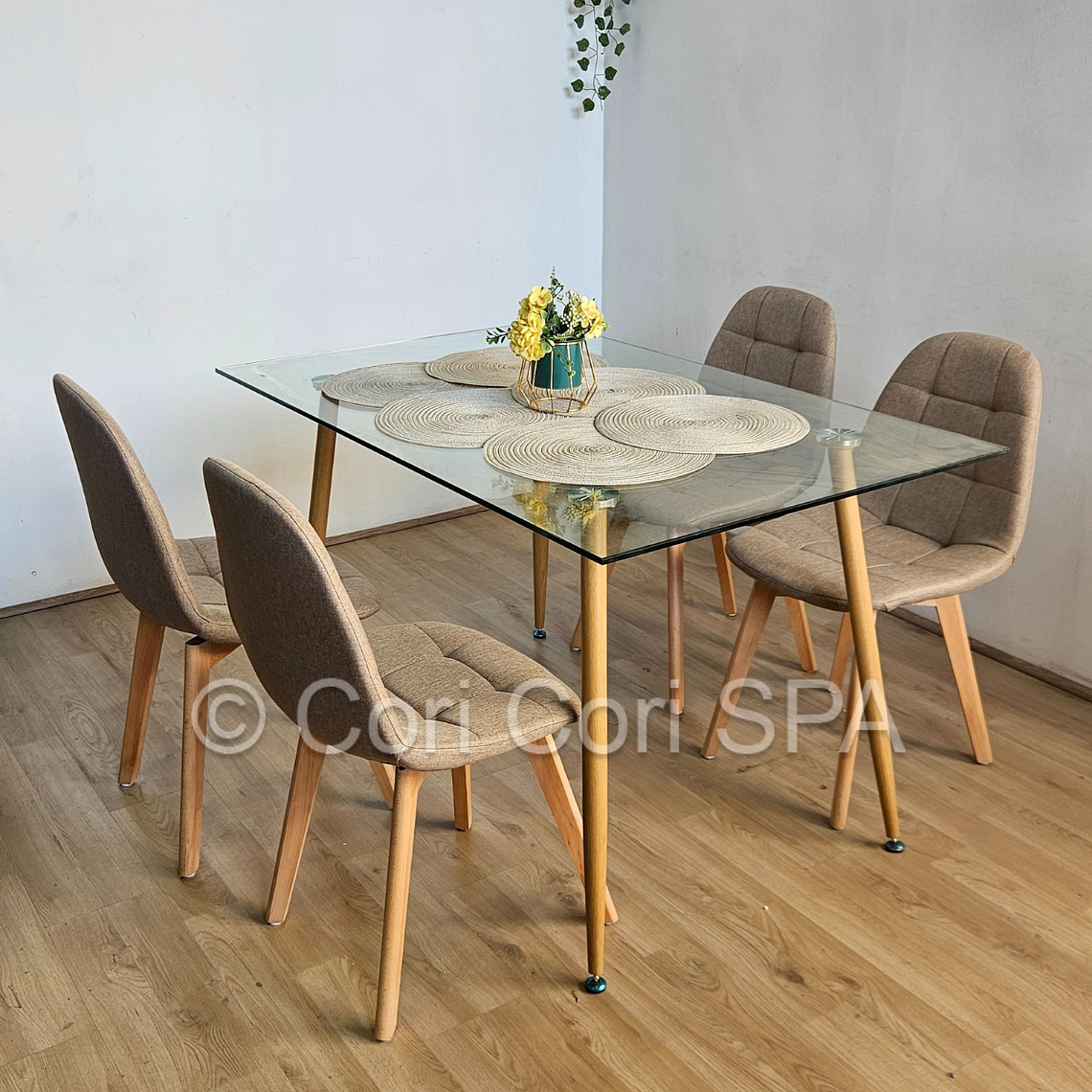 Comedor Rubi 120x80cms + 4 Sillas Capitonne Lino 5