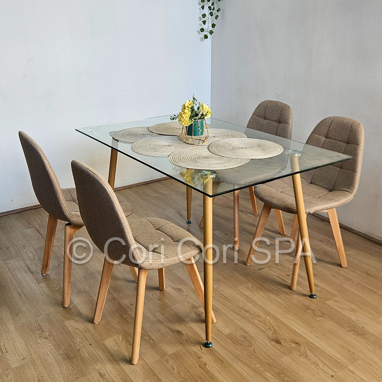 Comedor Rubi 120x80cms + 4 Sillas Capitonne Lino 5