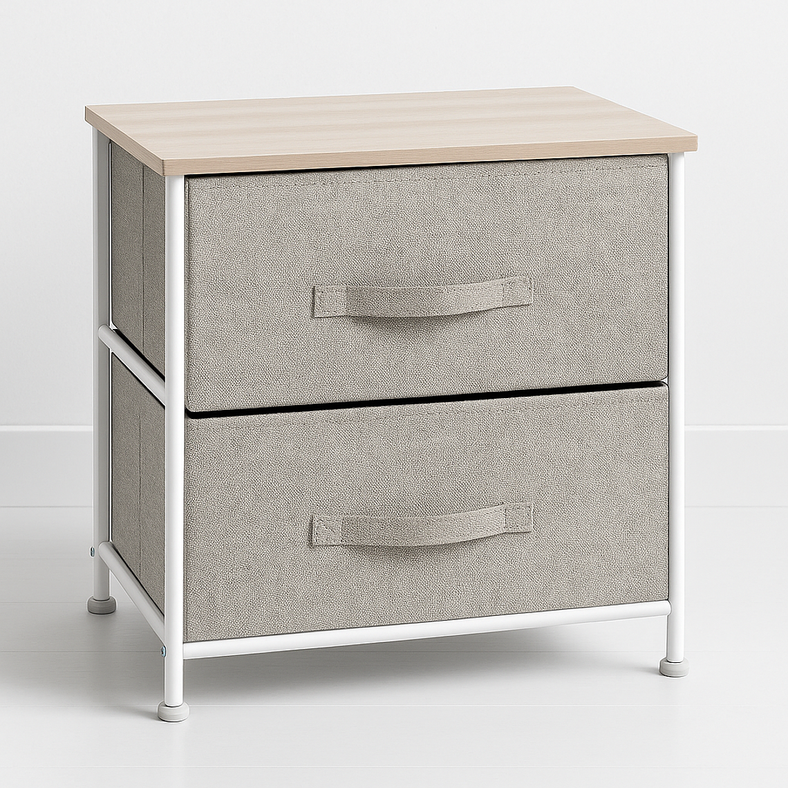 Velador con Cajones de Tela - Gris 2