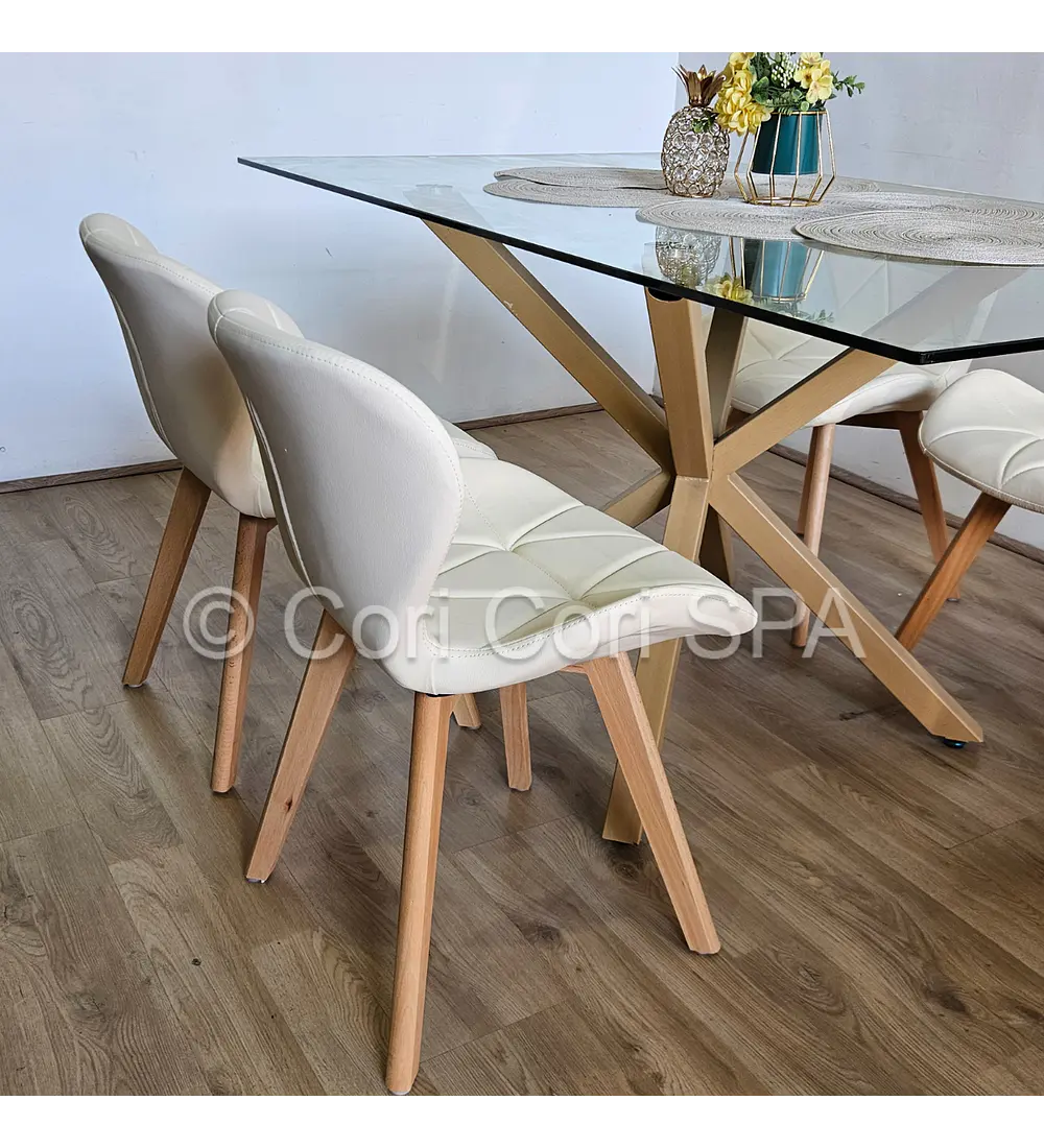Comedor Madrid 140x80cms + 4 Sillas Mariposa Ecocuero Wood