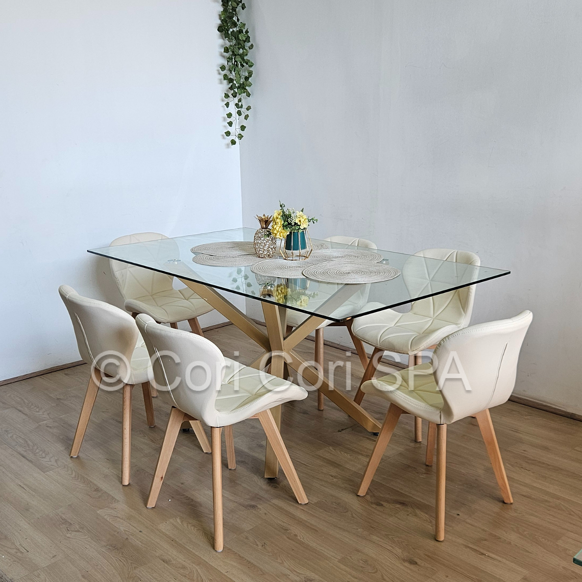 Comedor Madrid 140x80cms + 6 Sillas Mariposa Ecocuero Wood 1
